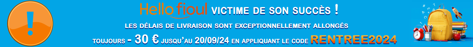 Hello fioul offre 30 € de réduction à l'occasion de la rentrée du 19/08 au 20/09/24.